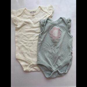 Bundle of 2 Rabbit + Bear Organic Cotton 3-6M Infant Girl’s Bodysuits White/Blue